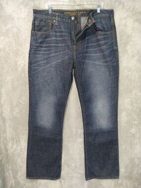 American Eagle Jeans Mens 36x34 Blue Denim Classic Bootcut Mid Rise Dark Wash